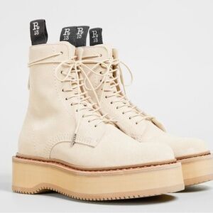 R13 Single Stack Khaki Suede Boots Size 8